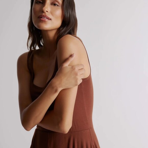 Quince Tencel Jersey Fit & Flare Midi Dress, Brown, NWT (M) - Picture 4 of 7